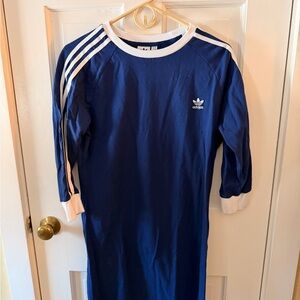 Adidas Navy and White Long Sleeve dress